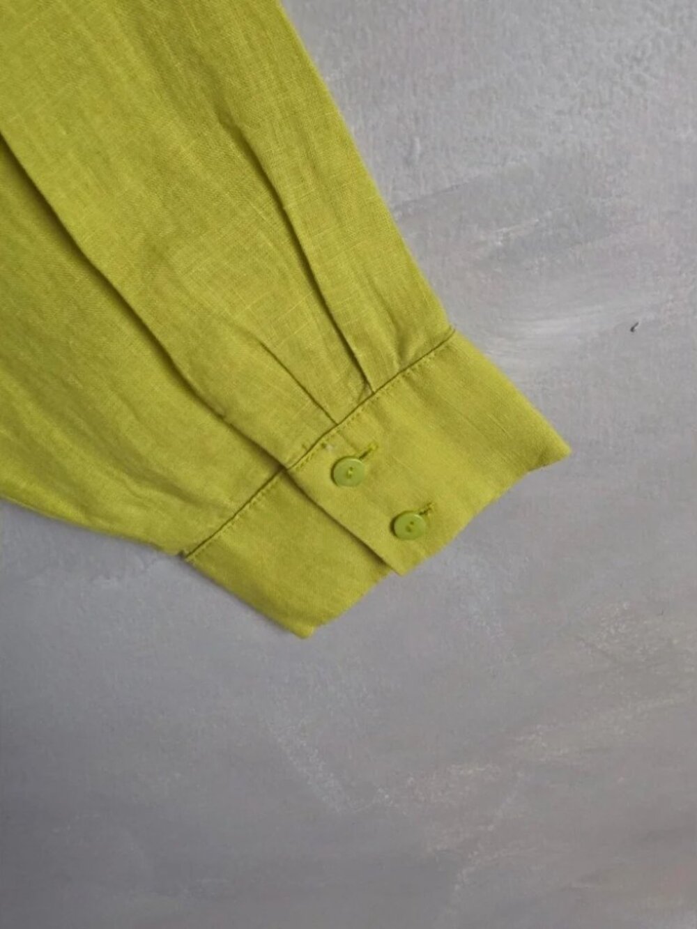 Eileen Fisher Organic Handkerchief Linen Classic Collar Shirt Citron XL Button - Picture 5 of 5